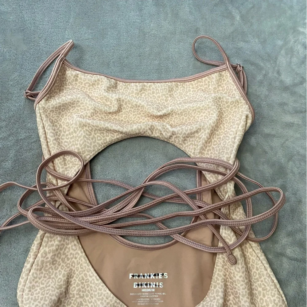 New! Frankie’s bikinis Alice Terry Wrap One Piece leopard Swimsuit 24420